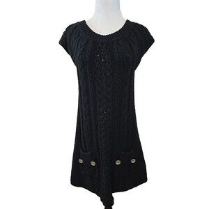 Free People Women’s Black Chunky Cable Knit Sweater Dress Size Small